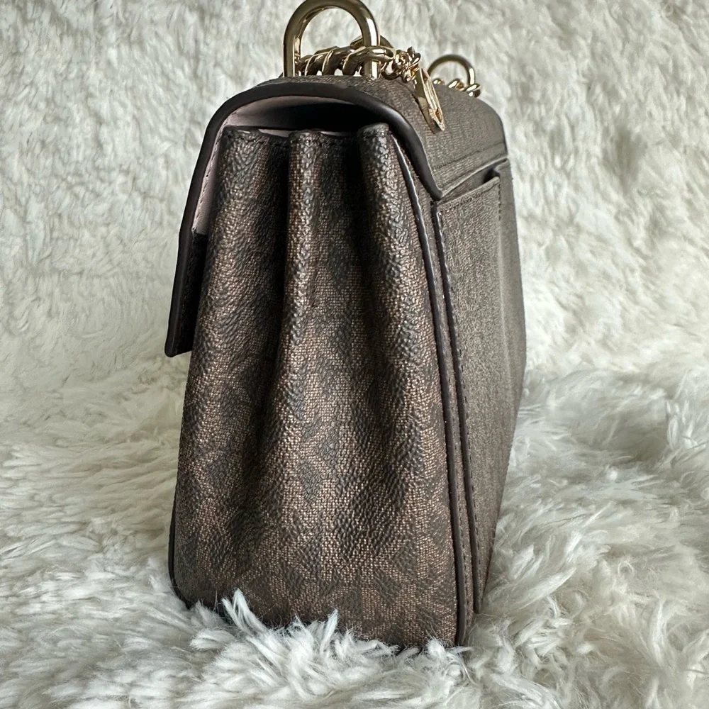 Michael Kors Lita Brown and Pink Crossbody Bag - Picture 9 of 13